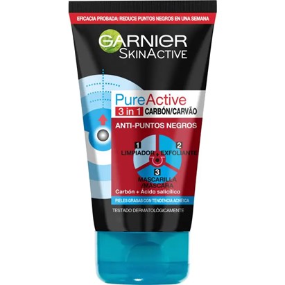 0005  GARNIER PURE ACTIVE 3 EN 1 LMIPIADOR EXFOLIANTE ANTIPUNTOS NEGROS CON CARBON 150 ML