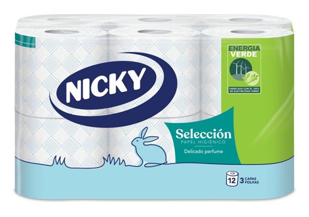 0010  NICKY PAPEL HIGIÉNICO SELECCIÓN 12 ROLLOS 3 CAPAS X 8 PAQ. (FSC)