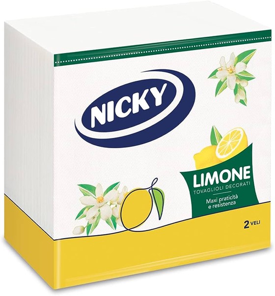 0027  NICKY SERVILLETAS 33X33 LIMON DECORADA 2 CAPAS 65 UNIDADES X 18