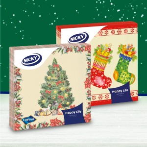 0081  NICKY SERVILLETAS 33X33 NAVIDAD FSC MIX DECORADAS 3 CAPAS 20 UNDS.