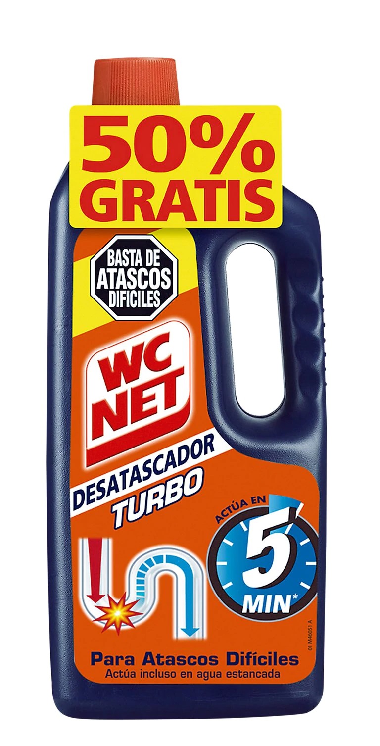 0168  WC NET TURBO DESATASCADOR 1 LITRO (+50% GRATIS)