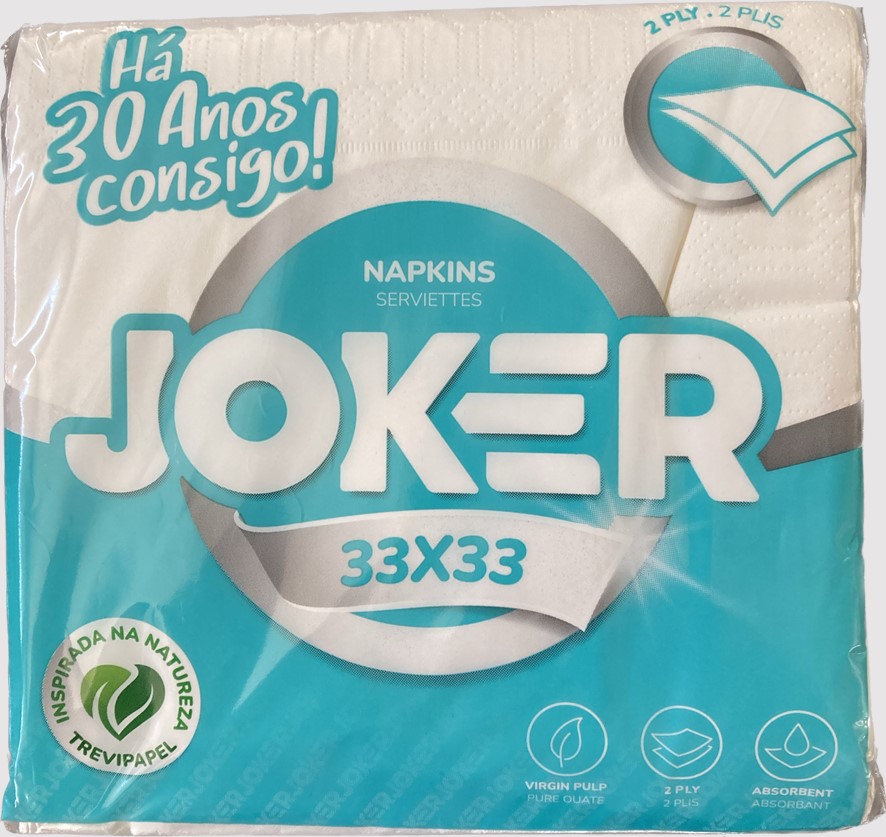 0347  JOKER SERVILLETA 33X33 2C. BLANCAS 90 UNDS