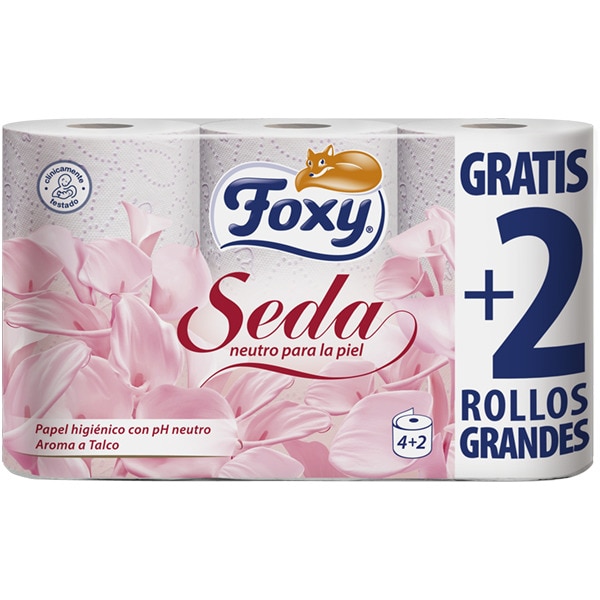 0410  FOXY SEDA PAPEL HIGIENICO 4+2 ROLLOS 3 CAPAS