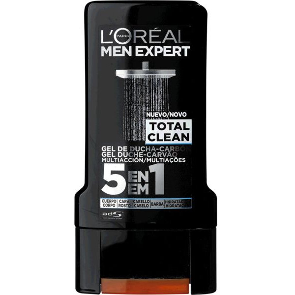 0755  MEN EXPERT GEL DE DUCHA 5 EN 1 MULTIACCION 300 ML TOTAL CLEAN (CABELLO CARA CUERPO BARBA E HIDRATACIÓN)