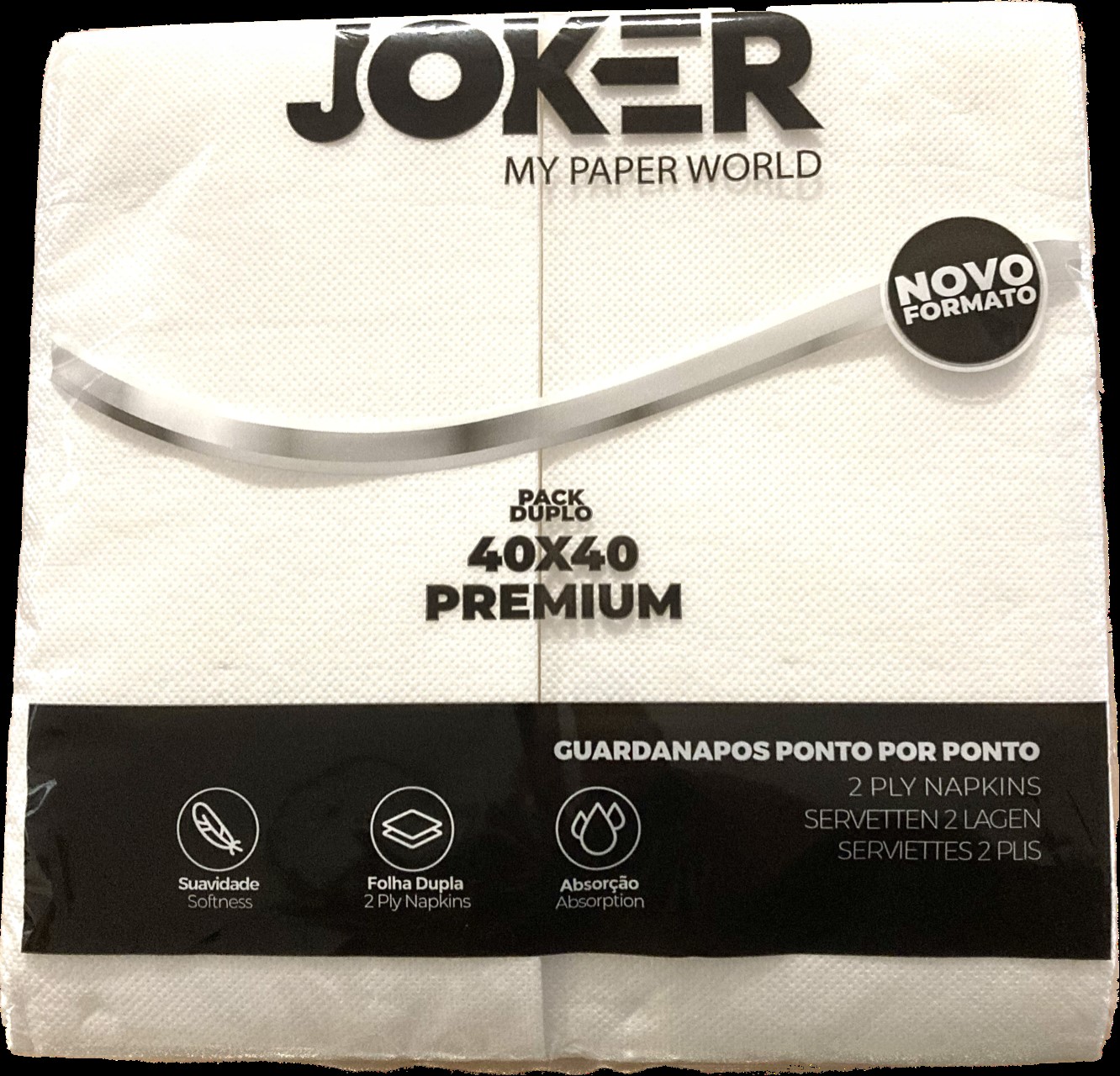 0779  JOKER SERVILLETA PREMIUM 40X40 1/8 2 CAPAS PUNTA PUNTA DUPLO 50 UNDS. (2X25)