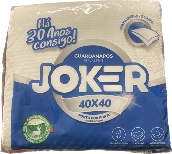 0790  JOKER SERVILLETA 40X40 BLANCA 2C. 50 UNDS. CENEFA PUNTA PUNTA