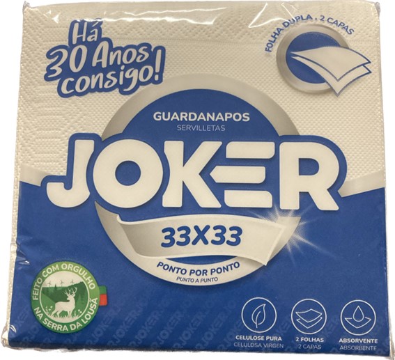 0791  JOKER SERVILLETA 33X33 BLANCA 2C.50 UNDS. PUNTA PUNTA