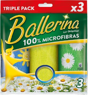 1185  BALLERINA PACK 3 MICROFIBRAS FLORES