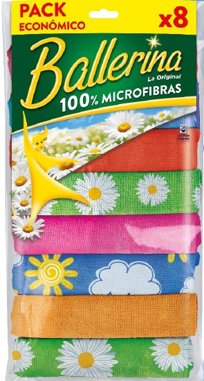 1186  BALLERINA PACK 8 MICROFIBRAS FLORES