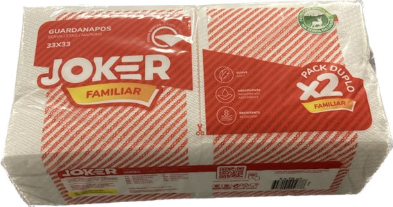A0224  JOKER SERVILLETA 33X33 1C. BLANCA DOBLE (70X2) 140 UNDS.